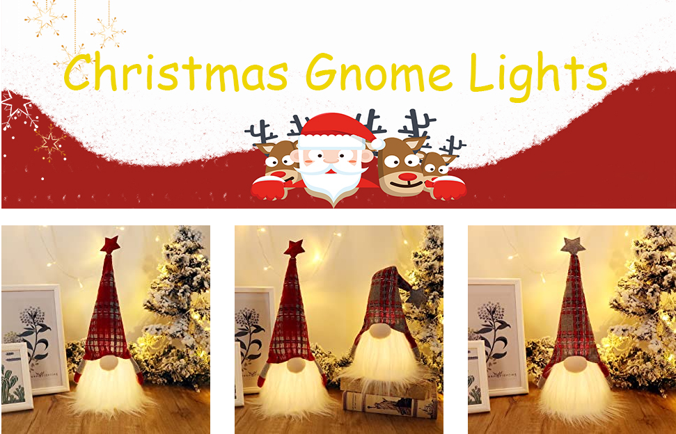 2 Pack Plaid Pattern Christmas Gnome Lights with Timer1