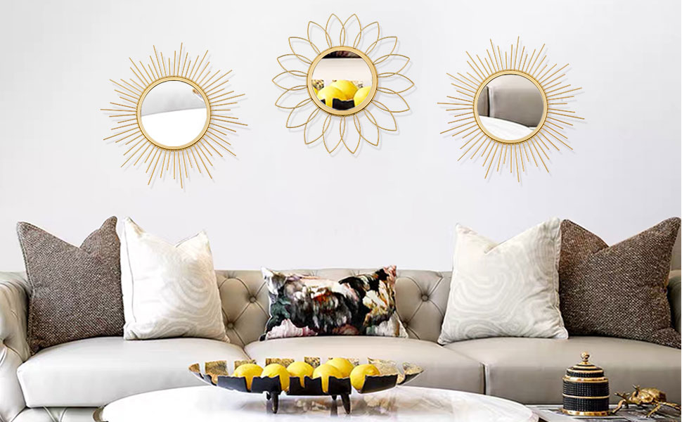 3 Pack Round Gold Mirrors for Home Decor7